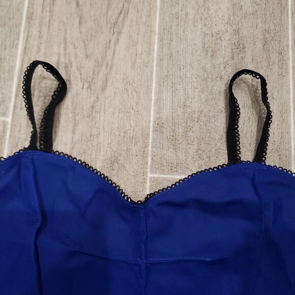 Reformation Blue & Black Mesh Crop Top - Picture 4 of 12